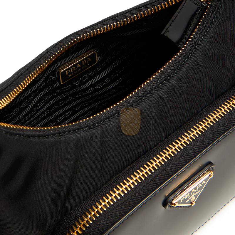 PRADA RE-NYLON AND BRUSHED-LEATHER MINI BAG 1BC198 (22.5*18.5*6.5cm)